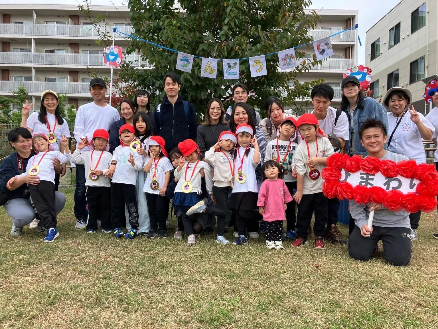 運動会での集合写真