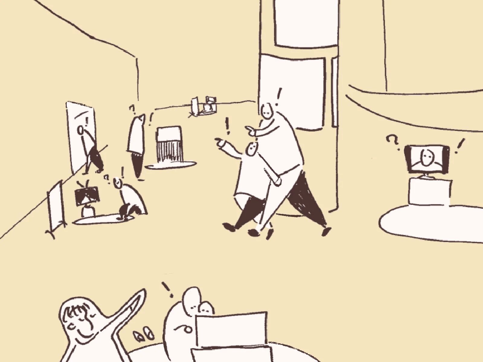 研究活動の様子を描いたイラスト