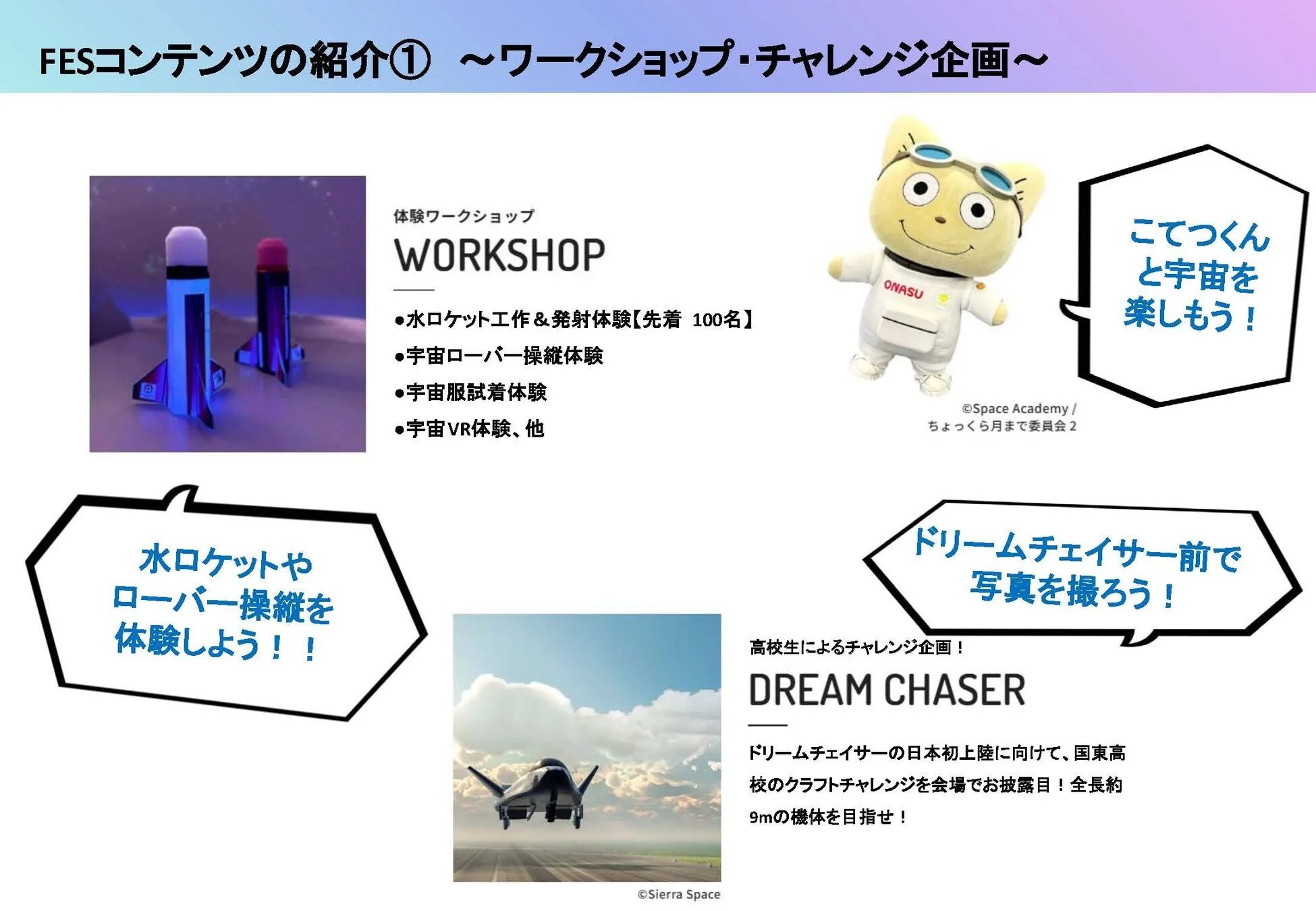 FESのワークショップとチャレンジ企画を紹介するポスター