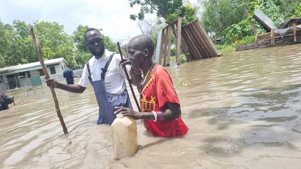 洪水で水浸しの地域