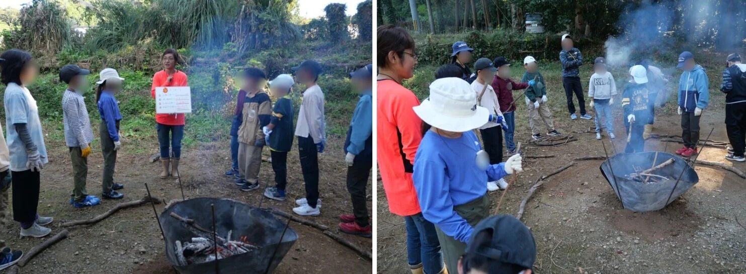 焚き火の授業の様子