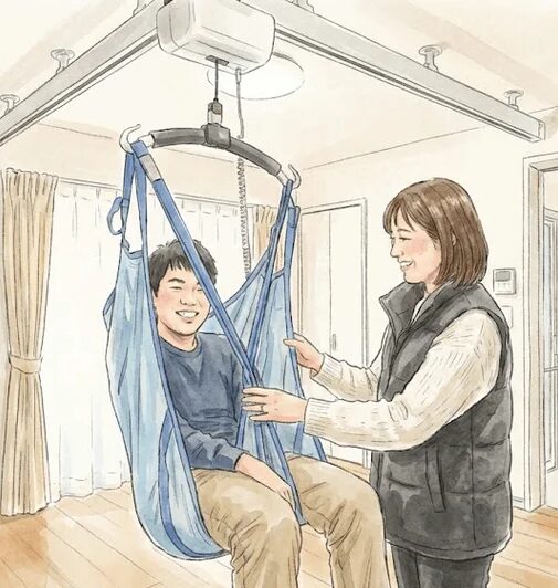 天井走行リフトのイラスト