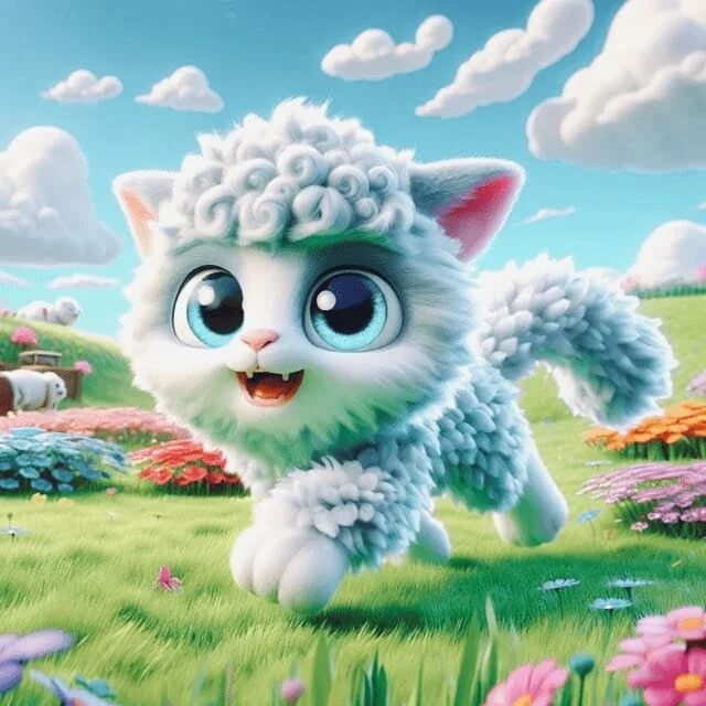 可愛い子猫/羊のようなキャラクター
